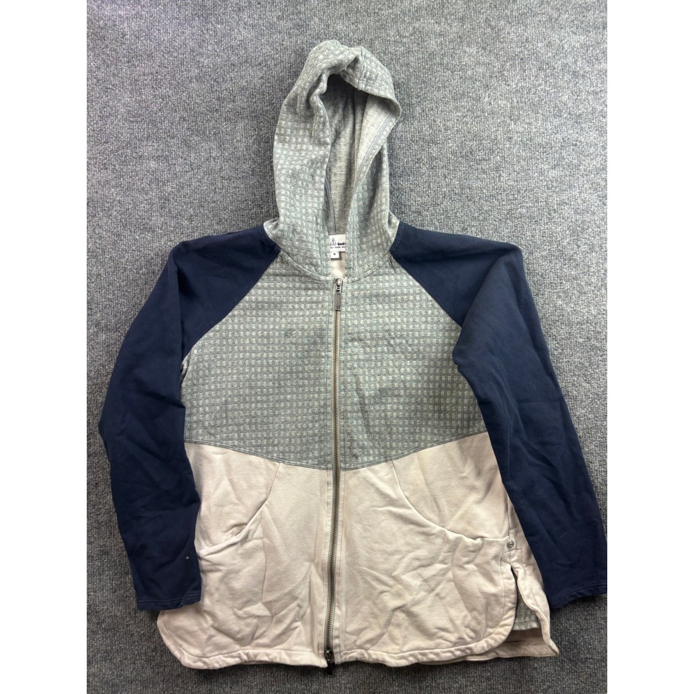Neon Buddha Zip Up Hoodie Women Size M Multicolor Colorblock Waffle Knit Jacket